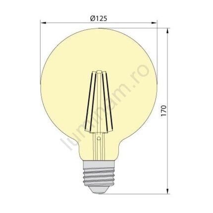 Bec cu filament decorativ G125 E27 6W LED