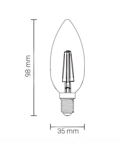 Bec cu filament decorativ lumânare E14 4W LED